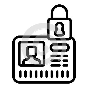 Id card lock icon outline vector. Internet account