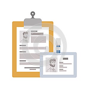 ID card and personal prile on white background