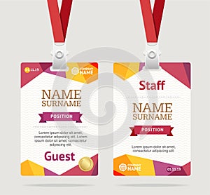 Id Card Template Plastic Badge. Vector