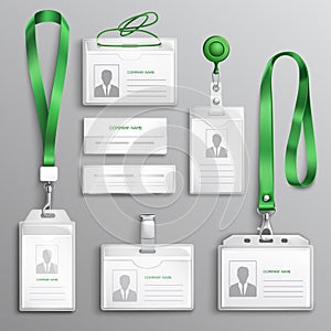 Id Cards Badges Realistic Set