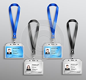 Id Cards Badges Realistic Set