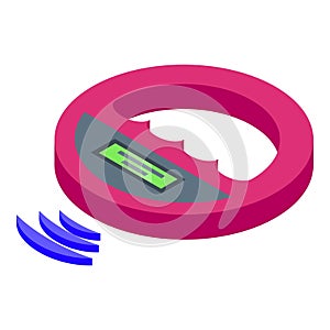 Id chip reader icon isometric vector. Microchip silicon