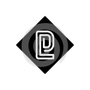 Black solid icon for Id, font and letter