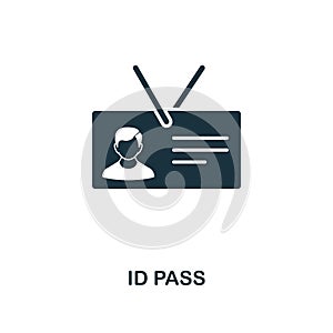 Id Pass icon. Monochrome style design from internet security icon collection. UI. Pixel perfect simple pictogram id pass icon. Web