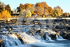 Idaho Falls in golden autumn colors.