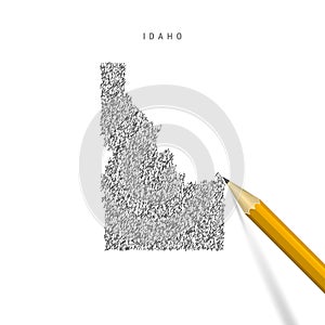 Idaho sketch scribble map isolated on white background. Hand drawn vector map of Idaho
