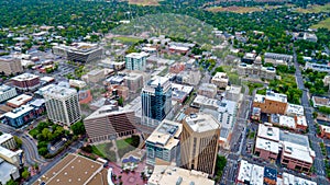 Idaho state capital can be seen in an aerial view of the city of Boise Idaho