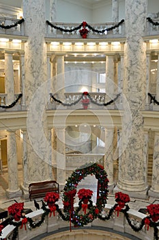 Idaho State Capitol Building Rotunda Three Floors Holiday Decorations