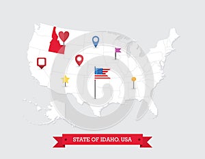 Idaho State map highlighted on USA map