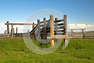 Idaho Western Corral with blue sky and clouds
