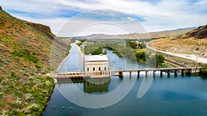 Idahoâ€™s Diversion Dam and canal water is diverted to on the Boise River