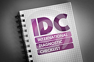 IDC - International Diagnostic Checklist acronym photo