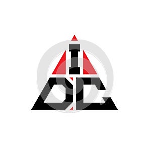 IDC triangle letter logo design with triangle shape. IDC triangle logo design monogram. IDC triangle vector logo template with red photo