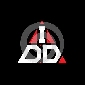 IDD triangle letter logo design with triangle shape. IDD triangle logo design monogram. IDD triangle vector logo template with red