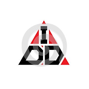 IDD triangle letter logo design with triangle shape. IDD triangle logo design monogram. IDD triangle vector logo template with red