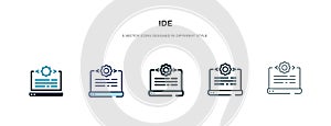 Ide icon in different style vector illustration. two colored and black ide vector icons designed in filled, outline, line and