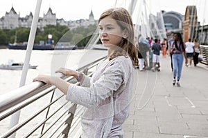 Ide view portrait of a pensive teenager girl