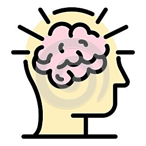 Idea brain icon color outline vector