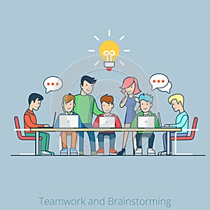 Idea brainstorming creative team flat vector infog photo