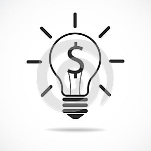 Idea bulb with dollar sign vector icon, money creative symbol