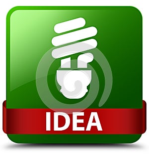 Idea (bulb icon) green square button red ribbon in middle