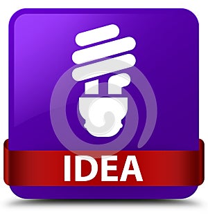 Idea (bulb icon) purple square button red ribbon in middle