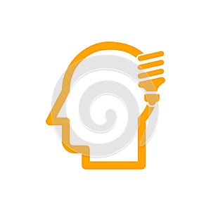 idea, bulb, light, energy bulb, head, thinking, creative business idea orange color icon