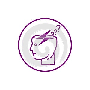 idea, bulb, light, energy bulb, head, thinking, creative business idea purple color icon