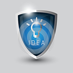 Idea bulb symbol shield