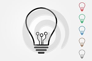 Idea bulb vector using many color lines on white background to mean innovation in technology