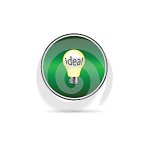 Idea in buld icon on green circle vector