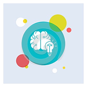 idea, business, brain, mind, bulb White Glyph Icon colorful Circle Background