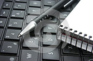 Idea. Computer keyboard. Notepad.