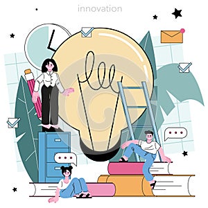 Idea concept. Creative innovations or solutions generation. Thoughtfulness
