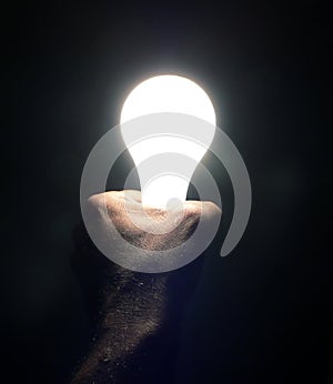 Idea concept - hand holding a lightbulb