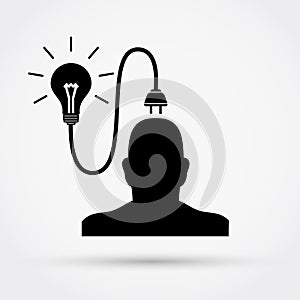 Idea concept, human head and bulb.