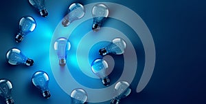 Idea concept image with luminous light bulb