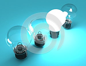Idea concept . light bulbs . 3d rendered illustration