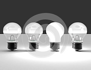 Idea concept . light bulbs . 3d rendered illustration