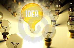 Idea concept with light bulbs, illustration