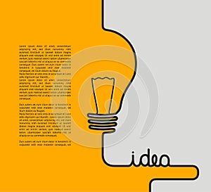 Idea concept. Wire forming a lightbulb and text idea.