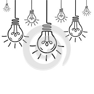 Idea, creative concept bulb sign, innovations background - vector