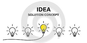 Idea creative concept. Vector isolated success illustration. Lamp idea business concept. Power energy. Brain light bulb icon
