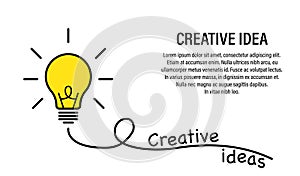 Idea creative concept. Vector isolated success illustration. Lamp idea business concept. Power energy. Brain light bulb icon