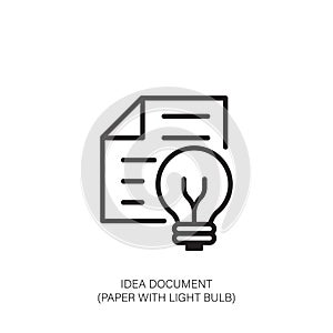 Idea Document Icon: Paper with Light Bulb