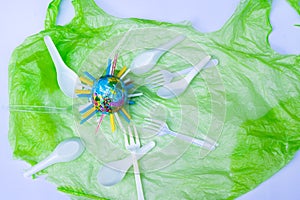 The idea of eliminating unnecessary plastic use. Extruded plastic straws full globe