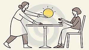 Idea Exchange Lightbulb Table Vector Innovation Meeting, vector design Generative AI