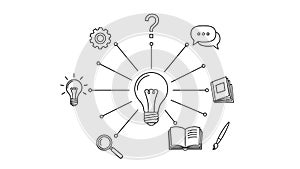 Idea Generation Light Bulb, Creativity, Innovation Concept