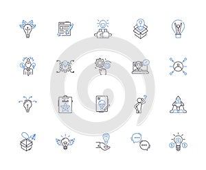 Idea generation outline icons collection. Ideas, Generation, Brainstorming, Creativity, Innovation, Inventing, Thinking