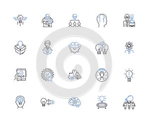 Idea generation outline icons collection. Ideas, Generation, Brainstorming, Creativity, Innovation, Inventing, Thinking